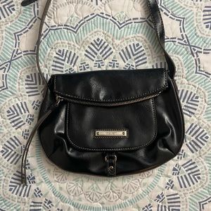 Vintage Nine West Crossbody Purse: Black Leather